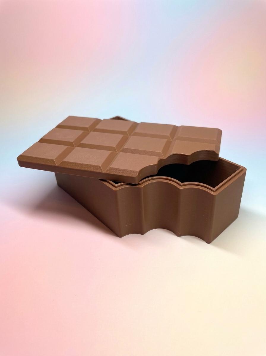 Bitten Chocolate Bar Container 3D Printed, Candy Bar Storage Box with Lid, Kawaii Chocolate Desk Decor Gift — photo 1 of 2